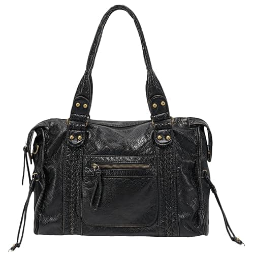 JOLLQUE Rivet Crossbody City Bag for Women,Large Retro Washed Leather Handbag Purse,Vintage Y2K Summer Hobo Shoulder Bags - Image 1