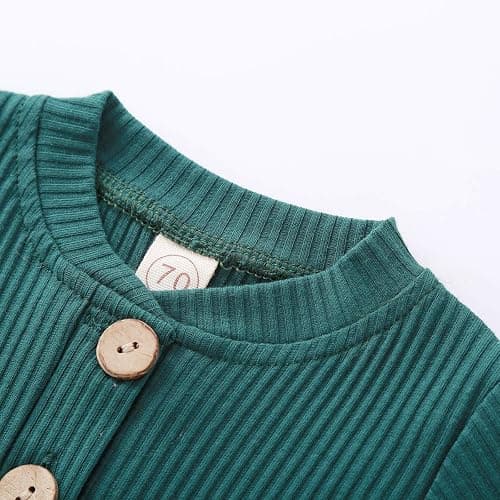 Newborn Baby Boy Girl Clothes Ribbed Knitted Cotton Long Sleeve Romper Long Pants Solid Color Fall Winter Outfits thumbnail 4