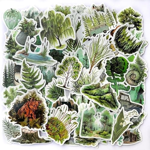 Tree Forest & Natural Outdoor Scrapbook Water Bottle Stickers, Waterproof, Sun - Resistant, 50 Pieces, Vinyl Material thumbnail 2