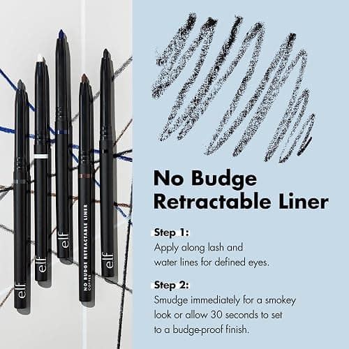 e.l.f. No Budge Retractable Eyeliner, Creamy, Ultra-Pigmented & Waterproof, Creates Bold & Defined Lines, Vegan & Cruelty-Free, Coffee thumbnail 3