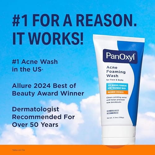 PanOxyl 10% Benzoyl Peroxide Acne Foaming Wash, Maximum Strength, Daily Acne-Fighting Face & Body Cleanser, Face Wash to Clear, Treat and Prevent Acne Pimples and Stubborn Breakouts, 5.5 Oz, Pack of 2 thumbnail 6