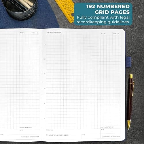 Clever Fox Engineering Notebook – Hardcover Grid Notebook with Numbered Pages, Table of Contents – Patent, Lab & Invention Journal for Engineers & STEM (Dark Blue) thumbnail 4