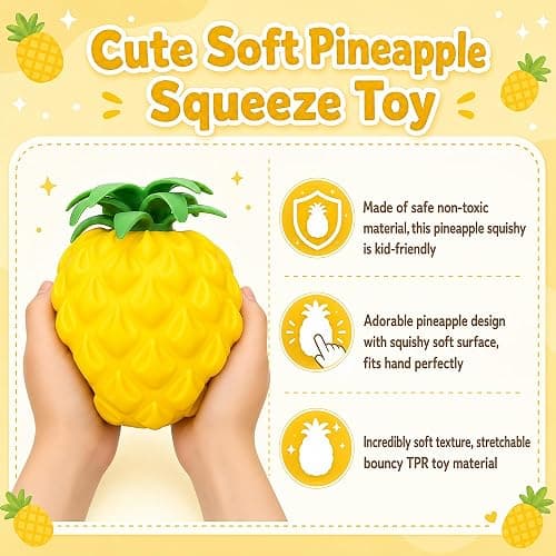 Jumbo Pineapple Squishy Toys, Gaint Big Realistic Pineapple Stress Balls | Squeeze Sensory Fidget Toys for Stress & Anxiety Relief, Non-Sticky & No Odor, Birthday Gifts Party Favor for Adults thumbnail 4