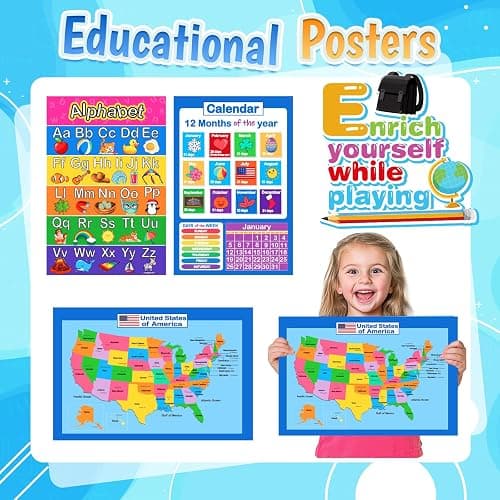 Loscola Pretend Play School Set for Kids Girls 4-12, Kids Teacher Play Sets for Girls, Teacher Supplies Toys with Teacher Bag, Whiteboard, Educational Posters, Magnetic Numbers and More, Ideal Gift thumbnail 5