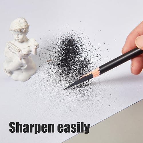 Geyoga 36 Pcs Professional Charcoal Pencils Bulk Classroom Set Soft, Medium and Hard for Drawing Charcoal Pencils for Sketching Shading Drawing Blending Portrait(Black,Assorted) thumbnail 5
