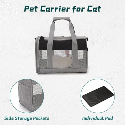 PINVNBY Bunny Carrier for Travel Camping Outdoor, Small Pet Carrier, Guinea Pig Carrier, Breathable Pet Portable Hand Bag for Hamster Bunny Guinea Pig（Black & Gray） thumbnail 3