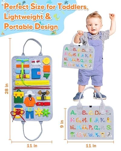 Gojmzo Busy Board Montessori Toys for Toddler Boy Girl Birthday Gifts, Busy Book Sensory Toys for Toddlers, Learning Educational Toddler Travel Activities thumbnail 2