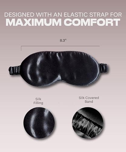 Silk Sleep Mask for Women and Men - Silk Eye Mask for Sleeping, Blindfold, Eye Covers, Pack of 2 thumbnail 6