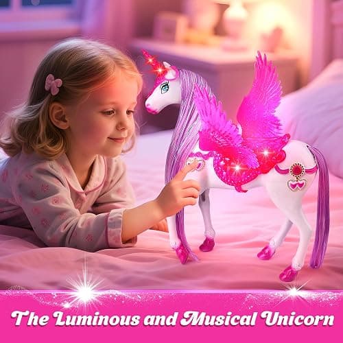 Baljinder Magic Unicorn & Princess Doll, Light-Up Unicorn Toys for Girls 3-6, Christmas Birthday Gifts for Kids Girls Aged 3 4 5 6 7 8 thumbnail 4