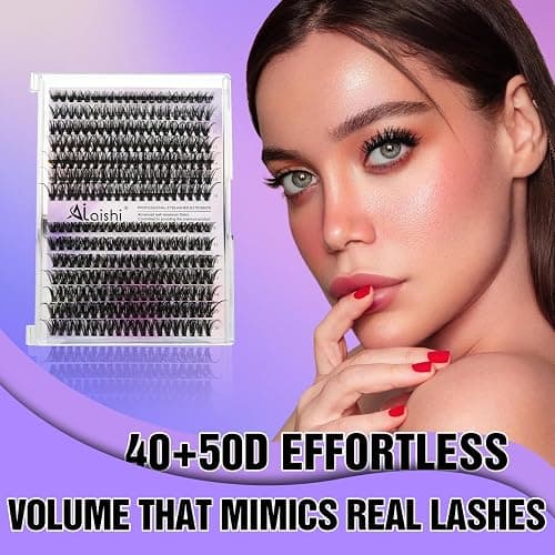 AILAISHI Lash Clusters, DIY Cluster Eyelash Extensions 9‑16mm, 40D+50D, 280pcs Fluffy D Curl Natural Lashes–Fake Cat Eye Wispy Individual Clusters thumbnail 3