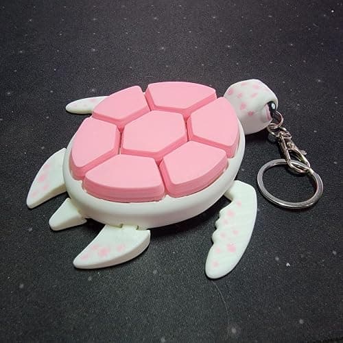 Geeps Makes Sea Turtle Fidget Clicker Bag Charm, Sensory Figure Keychain, Articulating Head, Flippers and Tail (White/Pink) thumbnail 5