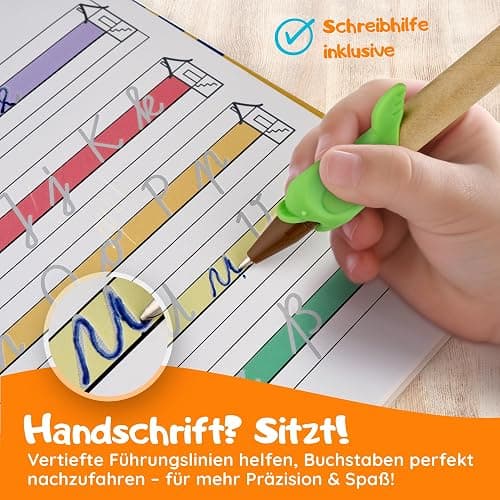Filapen® Magische Vorschulhefte ab 4 Jahren – 5 Übungshefte + Stift (wiederverwendbar) – Schreiben & Rechnen lernen, Buchstaben & Zahlen üben – Für Linkshänder und Rechtshänder thumbnail 3
