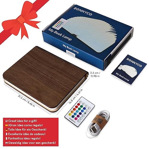 BONNYCO Led Book Light Wooden Folding Lamp with Remote Control, 16 Colours & Timer Table Book Lamp Night Light Perfect for Home, Office & Room Decor | Christmas & Birthday Gifts for Men Women thumbnail 4