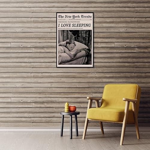 Retro Newspaper Wall Art Vintage Feminist Aesthetic Poster Black and White Canvas Print Funky Girl I Love Sleeping Art for Women Girly Bedroom Dorm Wall Decor 8x12inch black framed thumbnail 4