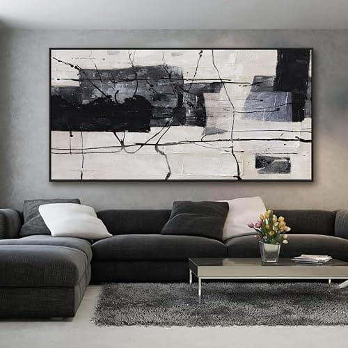 Large Abstract Wall Art Wall Decor Black And White Wall Art Canvas Picture Painting Artwork For Bedroom Dinning Room Framed Canvas Art Modern Home Decoration 29x58 In thumbnail 3