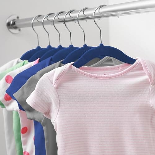 Casafield 50 Velvet Baby Hangers - 11" Size for Infant & Toddler Clothes - Royal Blue thumbnail 6