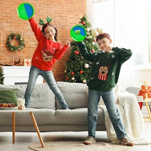 EVERICH TOY Upgraded Toss and Catch Ball Game Set, Kids Toy Stocking Stuffers for Boys Girls Ages 3-12, Includes 4 Paddles 4 Sticky Balls, Water-Resistant Indoor Outdoor Toy for Beach Pool Yard thumbnail 2