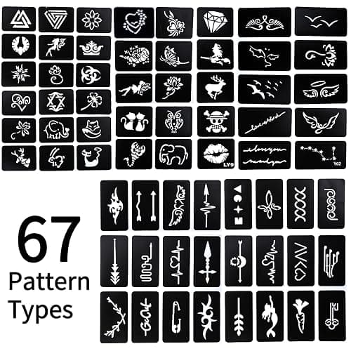 Ponhey Temporary Tattoo Markers for Skin, 36 Body Markers+67 Large Tattoo Stencils,Dual-End Tattoo Pens,Fine Lines with Cosmetic-Grade,Flexible, Skin-Safe Face Paint Kit for Kids Teenage Adults thumbnail 8