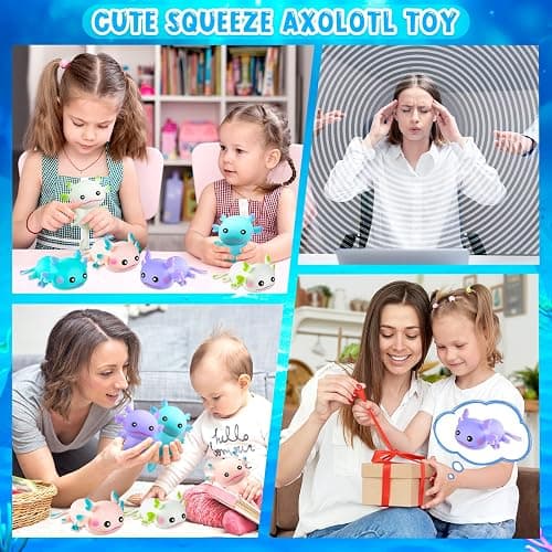4PCS Axolotl Sensory Fidget Toy Stress Relief Squeeze Axolotl, Cute Axolotl Animal Toys Bulk for Kids Adults Gift Birthday Festival Party Favors (4 Colors) thumbnail 7