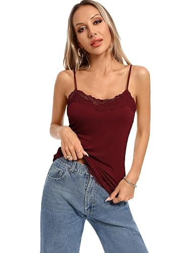 Kate Kasin Women's Adjustable Spaghetti Strap Lace Trim Cami Tunic Tank Top 3PACK thumbnail 7