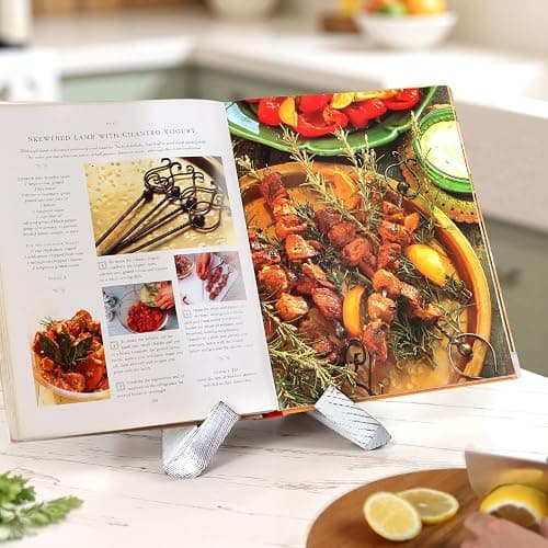 PUERSI Cookbook Stand for Kitchen, Recipe Book Holder for Kitchen Counter, Wooden Cookbook Holder, Rustic Cook Book Holder Stand - Farmhouse White thumbnail 7