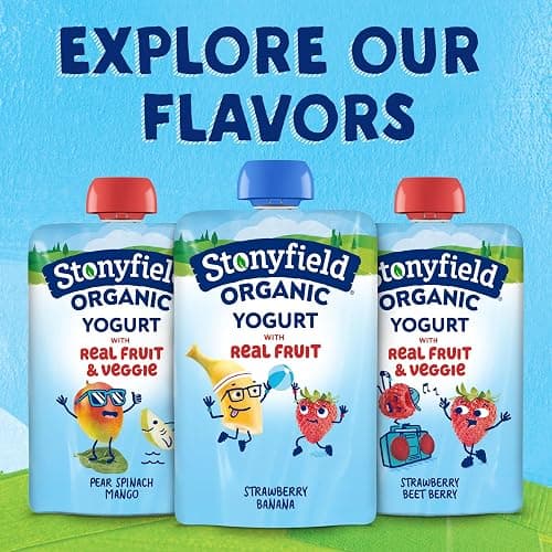 Stonyfield Organic Kids Strawberry Banana Lowfat Yogurt Pouches, 3.5 oz. Each, Includes Live Active Cultures, 4 count (pack of 1) thumbnail 8