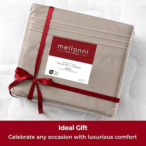 Mellanni Extra Deep King Sheets - 4 PC Iconic Collection Bedding - Hotel Luxury, Ultra Soft, Cooling Bed Sheets - Wrinkle, Fade, Stain Resistant (King, Tan) thumbnail 9