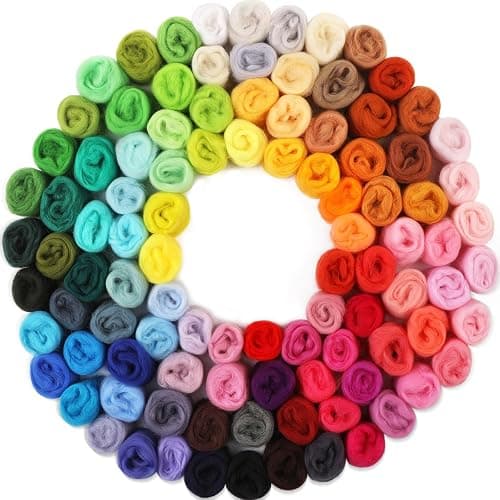 WONVOC 100 Colors Needle Felting Wool, Wool Roving 3g per Color, 10.5 oz Total, Premium Felting Wool for DIY Craft, Fiber Art and Hand Spinning, Needle Felting Supplies, Felting Kit - Image 1
