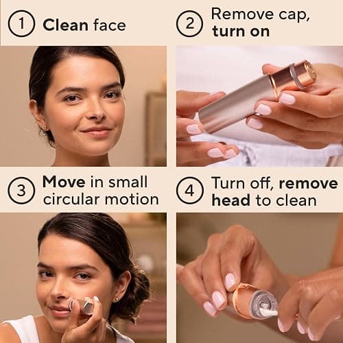 Finishing Touch Flawless Facial Hair Remover for Women, Rose Gold Electric Face Razor with LED Light, Recyclable Packaging thumbnail 7