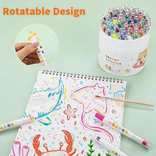 Prudiut 48 Color Silky Twistable Crayons, Washable Art Supplies, Multicultural Pastel Gel Crayons, Easy Grip Coloring Gift thumbnail 4