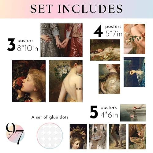 97 Decor Coquette Victorian Wall Decor - Vintage Wall Art Decor, Victorian Pictures French Lady Paintings, Maximalist Antique Decor Aesthetic Posters Romantic Art For Home Bedroom (Unframed) - Victorian thumbnail 2