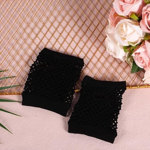 Mikovivi Short Nylon Fishnet Gloves， Fingerless Punk Accessories Cool Emo Clothes Goth Accessories for Women Halloween Party thumbnail 3