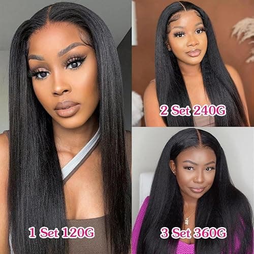 Yaki Straight Clip in Hair Extensions, 120G Full Head Real Human Hair Clip for Women Seamless Yaki Clip ins Hair Extensions for Thin Hair Natural Black 8Pcs Hair Pieces with Secure Clips (14inch-120g) thumbnail 5
