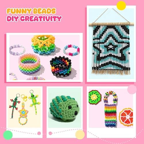 Simetufy 6000Pcs Pony Beads, 30 Colors 6x9MM Kandi Beads Bulk for Crafts Bracelet Making Hair Braiding Jewelry Key Chains DIY Crafts Gifts (3.44lb, Stack Box) thumbnail 7