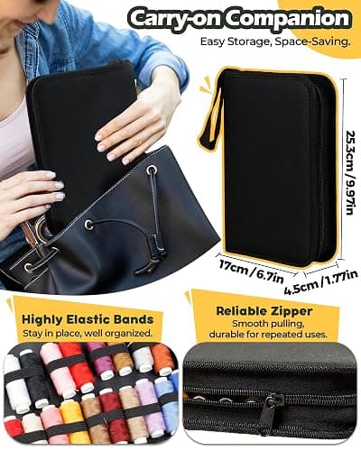 Heavy Duty Sewing Kit, Upholstery Repair Sewing Kit with Sewing Awl, 120PCS | Sewing Kit, Large-Eye Needles, Sewing Awl, Seam Ripper, 20 Colors Sewing Thread, Upholstery Repair, Leather Repair, DIY thumbnail 4