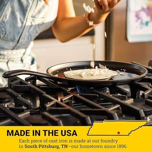 Lodge L9OG3 Cast Iron Round Griddle, Pre-Seasoned, 10.5-inch - Made in USA, Compatible with Stovetop, Oven, Grill & Campfire thumbnail 9