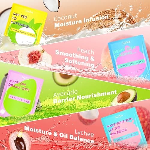 ZealSea Clean Beauty Face Masks Skincare, Minimalism 15 Ingredients Sheet Mask, Deep Hydration Facial Mask for Bouncy & Glowing, Sleepover Spa Party Supplies, Women Teen Girl Gifts Trendy Stuff, 7Pack thumbnail 5