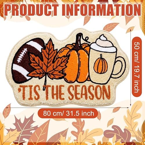 Tinideya Fall Football Bathroom Rugs Pumpkins Maple Leaf Bath Mat 32 x 20 Inch Non Slip Absorbent Its The Season Bath Rug Thanksgiving Bathroom Decor for Home Tub Shower Bedroom Decor thumbnail 3