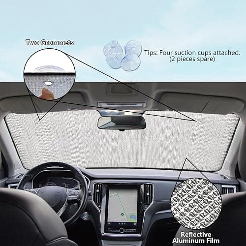 CafeTime Dog Car Windshield Sunshade A Cute Border Collie Dog in The Sunflowers Decor Vehicle Front Windshield Sun Shade Visor UV Ray Reflector Sun Protector, Keep Vehicle Cool, 55" x 30" thumbnail 4