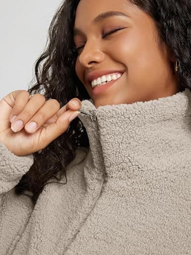 ODODOS Women's Sherpa Fleece Full-Zip Jacket Long Sleeve Coat Soft Warm Cinchable Outerwear with Pockets thumbnail 6