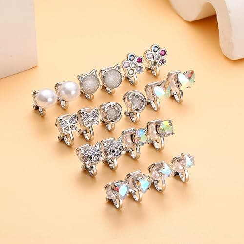 Thunaraz 10 Pairs Clip on Stud Earrings Non Pierced Butterfly Flower Pearl CZ Clip on Earring for Girls Women Hypoallergenic Non Pierced Earrings Set for Girls thumbnail 8