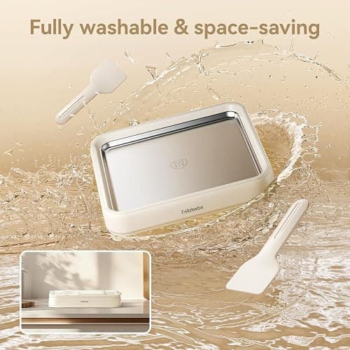 Rolled Ice Cream Maker, Felizbebe Instant Ice Cream Roller Tray with Lid and 2 Spatulas, Food Grade Premium Stainless Steel Cold Plate No-electricity for Fun Family Activities, DIY Parent-Child Time thumbnail 6