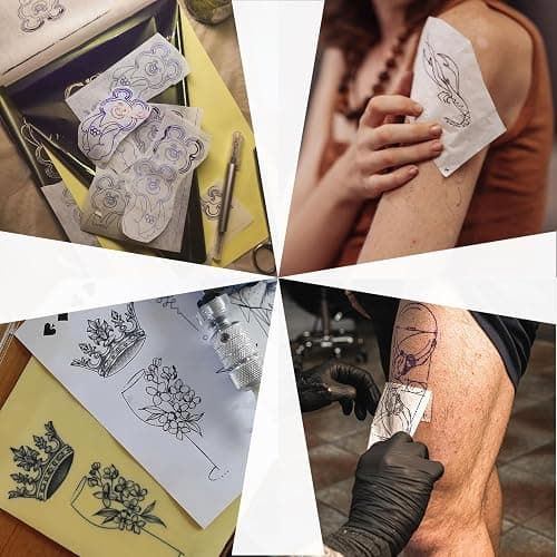 MIUXIA Tattoo Transfer Paper 50 Sheets Tattoo Stencil Paper A4 Size 4 Layers DIY Tattoo Tracing Paper Tattoo Kit Tattoo Supplies thumbnail 6
