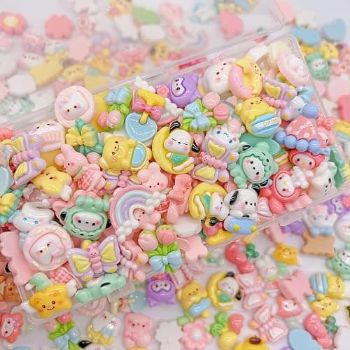 FULUSODO 60pcs Embellishments Cute Set, Flat Back Bulk Mixed Resin Ornament Scrapbooking Set thumbnail 2