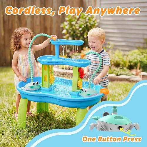 TENGIZUOHZ Water Table Pump, Rechargeable 5400mAh Water Pump for Water Table Powered Continuous with 8Hrs Playtime,IP67 Waterproof 2 Flow Settings Outdoor Water Table Accessories for Kids Boys Girls thumbnail 5