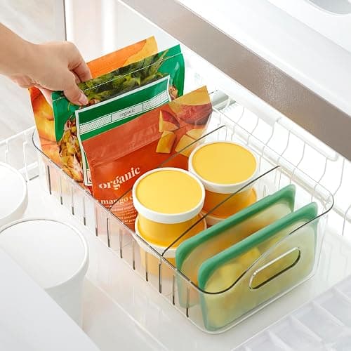 YouCopia FreezeUp Freezer Bin 15", BPA-Free Clear Fridge Organizer with Adjustable Dividers and Handles for Frozen Food and Leftovers thumbnail 2