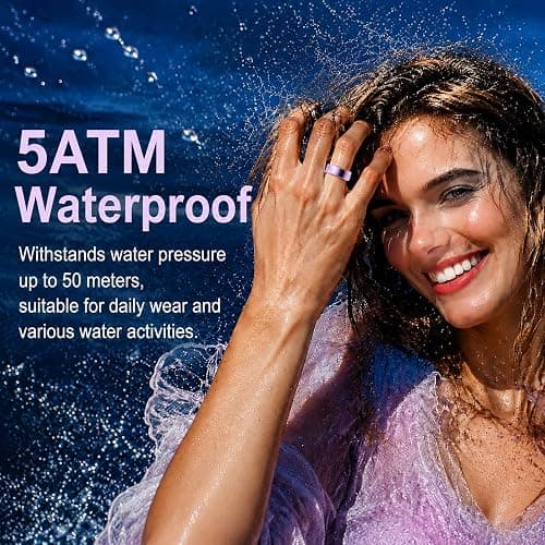 MaxKite Slim Smart Ring for Women, Ceramic Health Fitness Tracker Pink，10# | No Subscription Fee & 5ATM Waterproof, Sleep Tracking, Heart Rate, Blood Oxygen, Activity Tracking, HRV, 5-7 Day Battery Life thumbnail 7