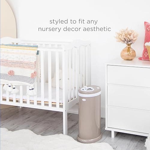 Ubbi Stainless Steel Diaper Pail, Odor Locking, No Special Bag Required, Award-Winning, Registry Must-Have, Taupe thumbnail 8