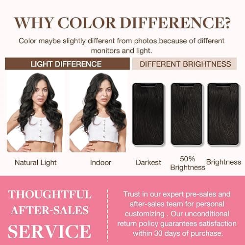 GOO GOO Clip in Hair Extensions Real Human Hair, Remy Human Hair Extensions Clip ins for Women, Natural Human Hair, 18inch 130g 7Pcs, 1B Natural black thumbnail 6