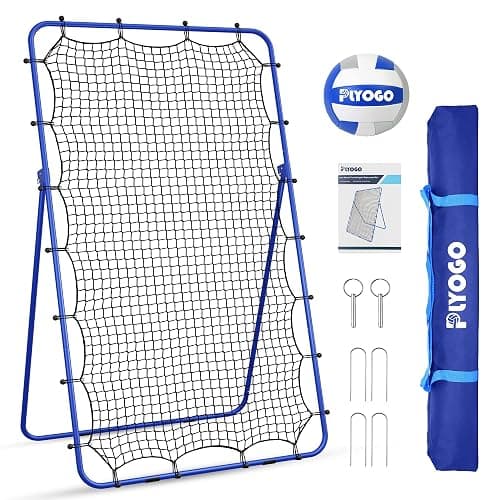 PLYOGO Volleyball Rebounder Net, 4×7FT Bounce Back Practice Net with 5 Adjustable Angles, Indoor Outdoor Easy-Set Up Training Equipment for Improving Spiking Skills, Carrying Bag & PU Volleyball - Image 1